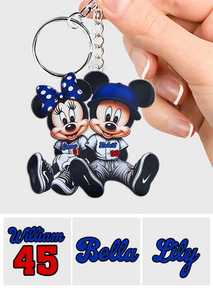Mouse Couple Baseball - Personalized Baseball Custom Shaped Keychain