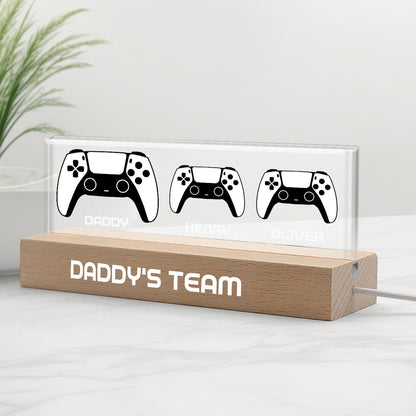 Daddy's Team - Personalized Father Custom LED Night Light