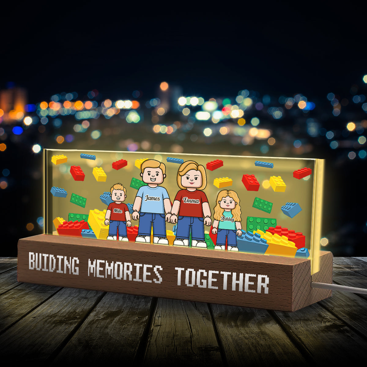 Buiding Memories Together - Personalized Family Custom LED Night Light