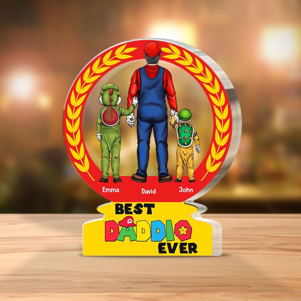 Best Daddio Mario Trophies Any Title - Personalized Super Plumber Custom Shaped Acrylic Plaque