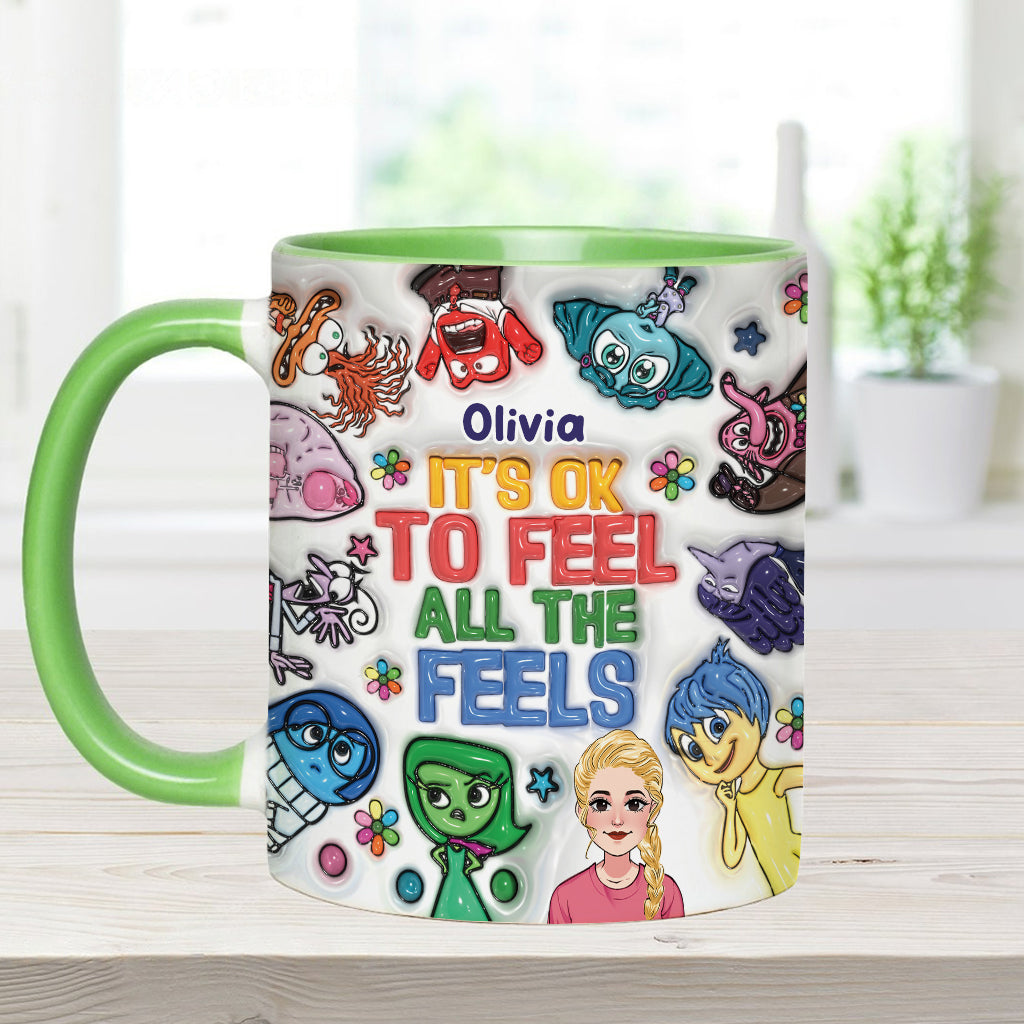 It's Ok To Feel All The Feels - Personalized Accent Mug
