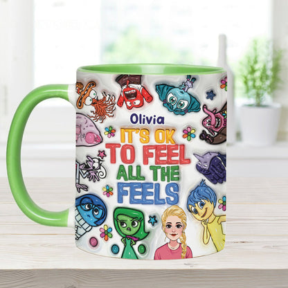 It's Ok To Feel All The Feels - Personalized Accent Mug