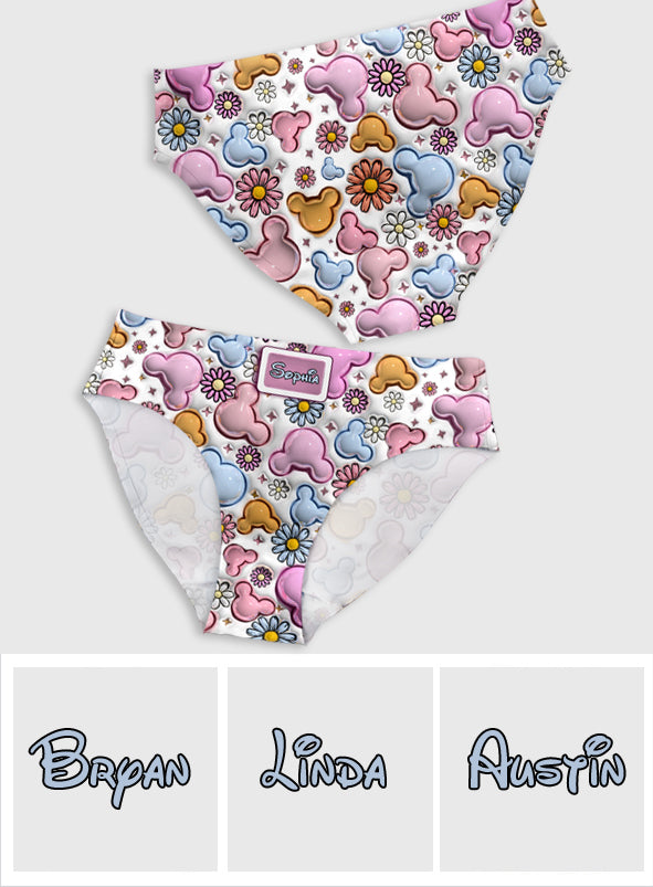 Cute Mouse Ears Floral Style - Personalized Mouse Women's Briefs