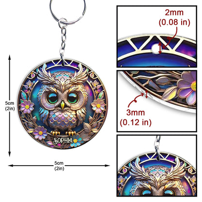 Colorful Owl - Personalized Owl Keychain