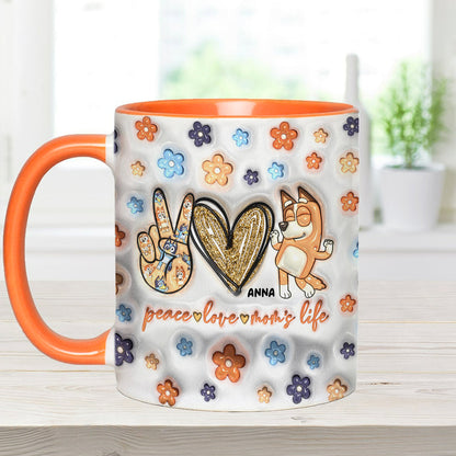 Peace Love Mom's Life Cool Blue Dog - Personalized Mother Accent Mug