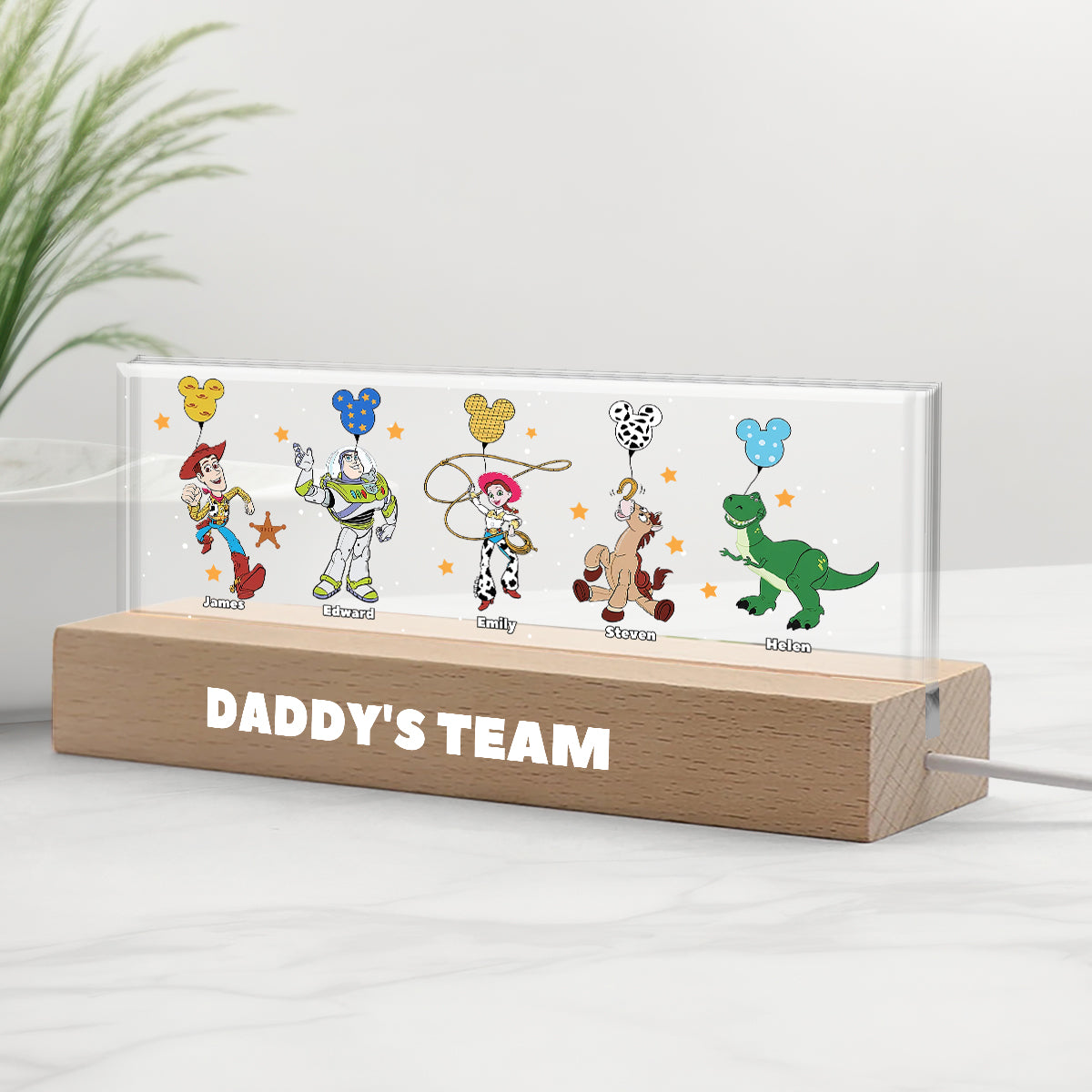 Daddy's Team - Personalized Father Custom LED Night Light