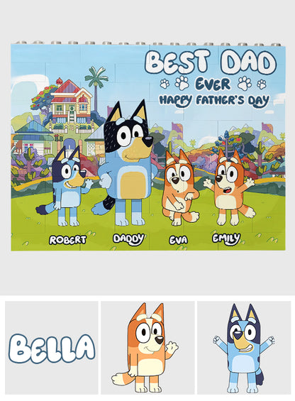 Best Dad Ever - Personalized Father One-sided Horizontal Rectangle Building Brick Blocks