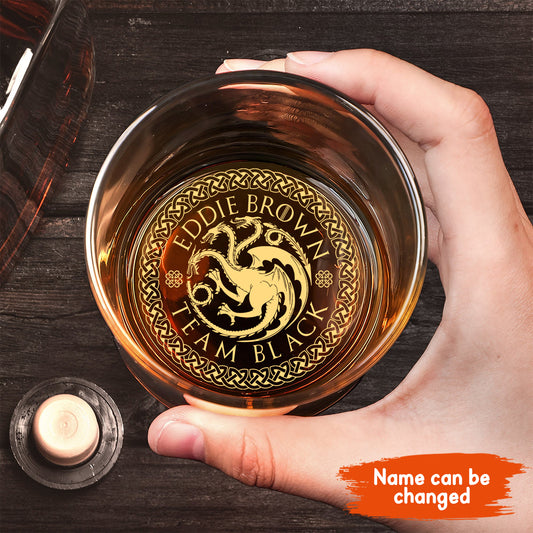 Team Black - Personalized Thrones Game Engraved Whiskey Glass