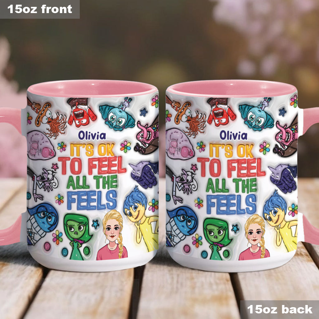 It's Ok To Feel All The Feels - Personalized Accent Mug