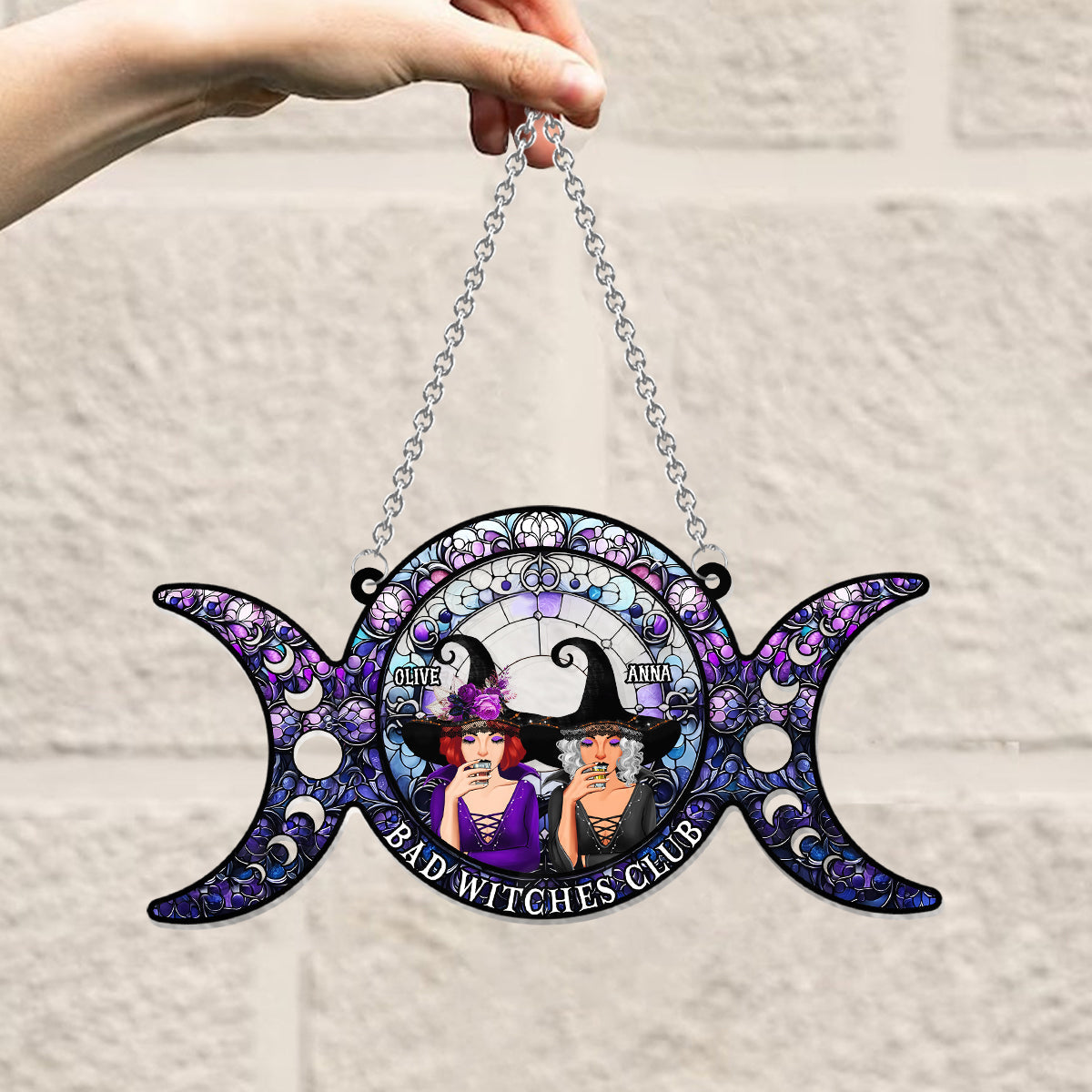 We Are Not Sugar & Spice - Personalized Witch Window Hanging Suncatcher Ornament