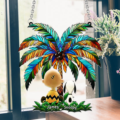 Someone To Be There Under The Palm Tree Friend Friendship - Personalized Window Hanging Suncatcher Ornament