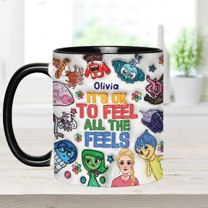 It's Ok To Feel All The Feels - Personalized Accent Mug