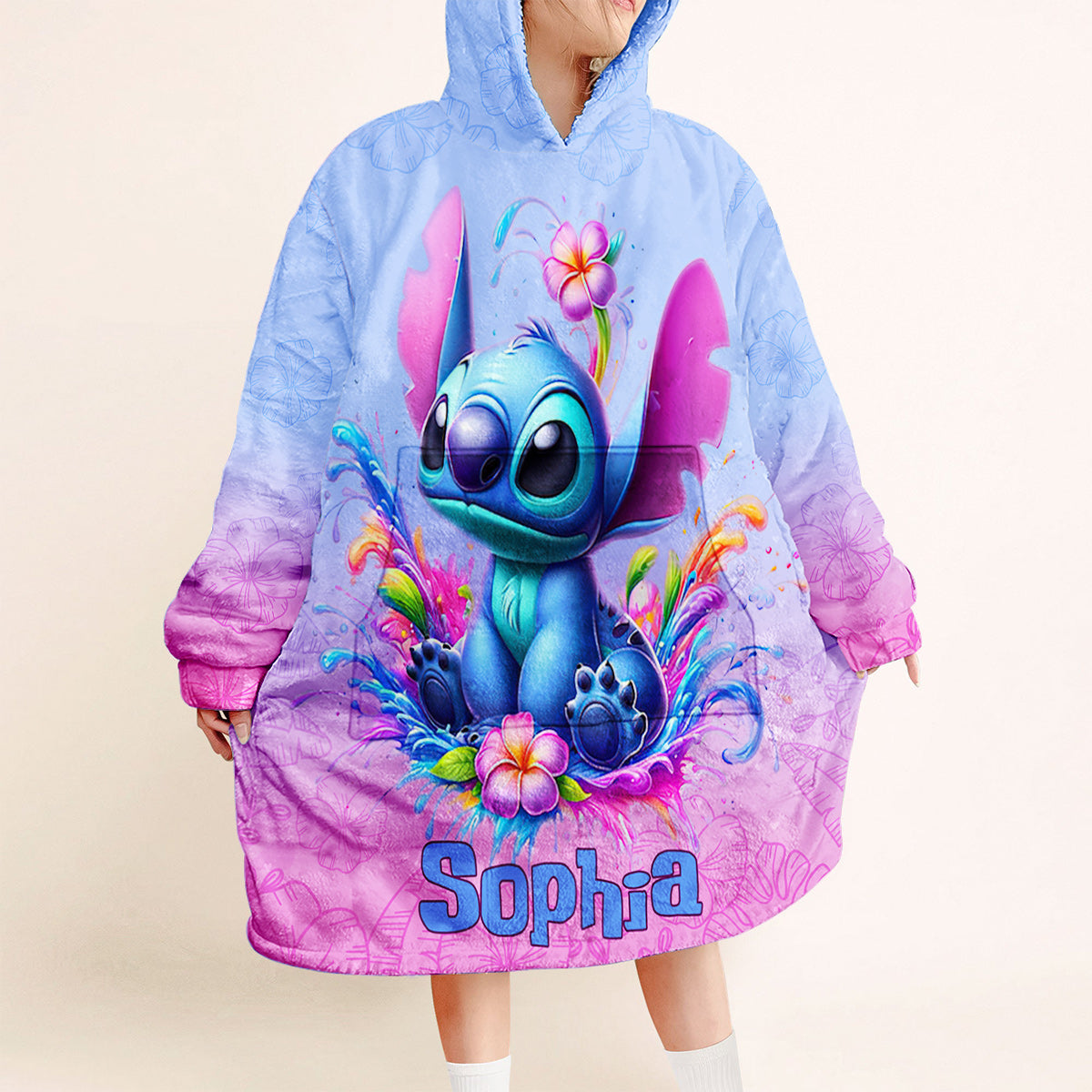 Blue Ohana - Personalized Ohana Blanket Hoodie