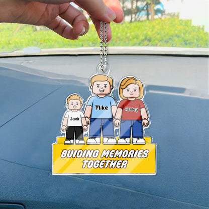 Buiding Memories Together - Personalized Family Custom Shaped Car Ornament
