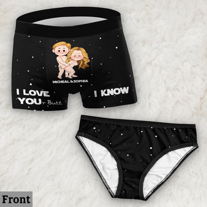 I Love Your Butt I Know Naughty - Personalized The Force Lace Border Women Briefs And Men’s Boxer Briefs
