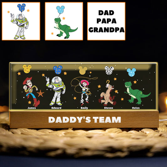 Daddy's Team - Personalized Father Custom LED Night Light