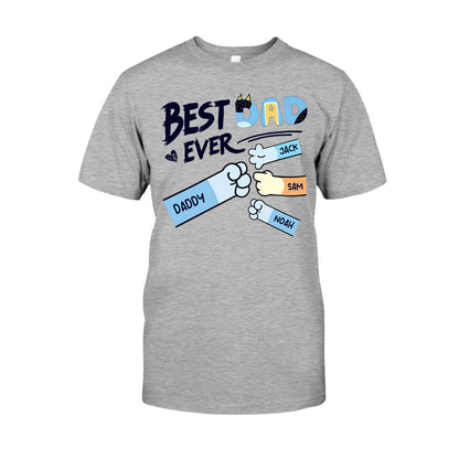 Best Dad Mom Ever Cool Blue Dog Fist - Personalized Father T-shirt And Hoodie