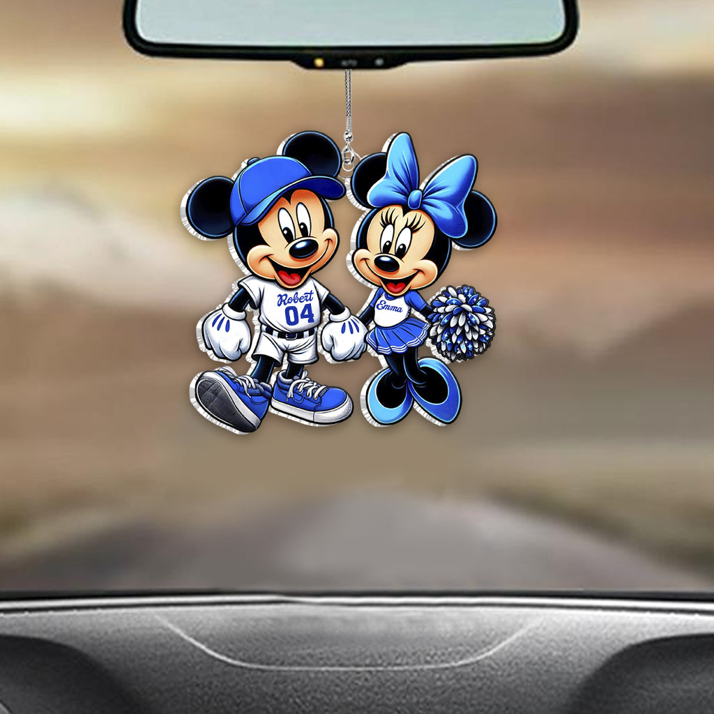 Mouse Couple Baseball - Personalized Baseball Custom Shaped Car Ornament