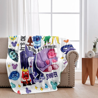 It's Okay To Feel All The Feels - Personalized Blanket