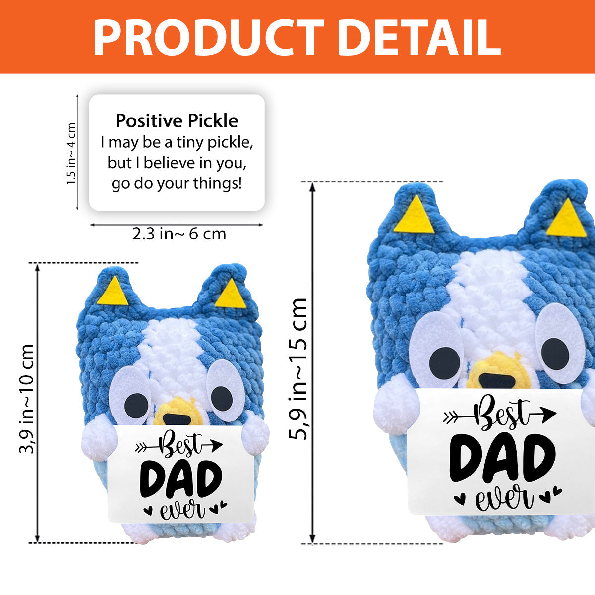 Best Dad Mum Ever Cool Blue Dog - Personalized Father Hand Knitted Figurine