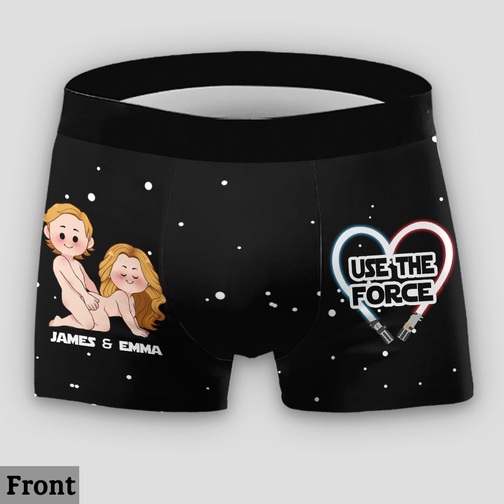 Use The Force Naughty - Personalized The Force Lace Border Women Briefs And Men’s Boxer Briefs