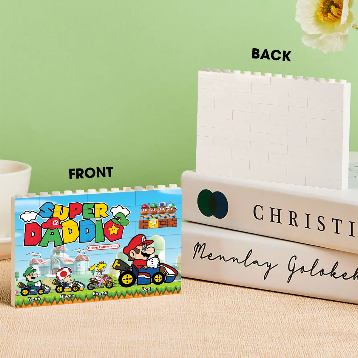 Best Super Dad Ever - Personalized Super Plumber One-sided Horizontal Rectangle Building Brick Blocks