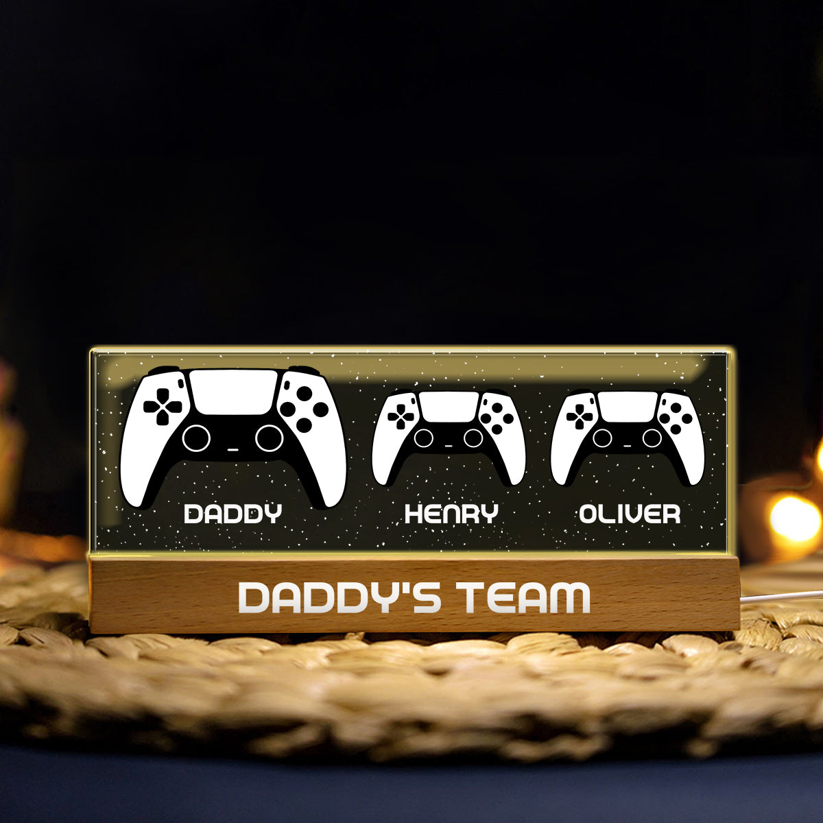 Daddy's Team - Personalized Father Custom LED Night Light
