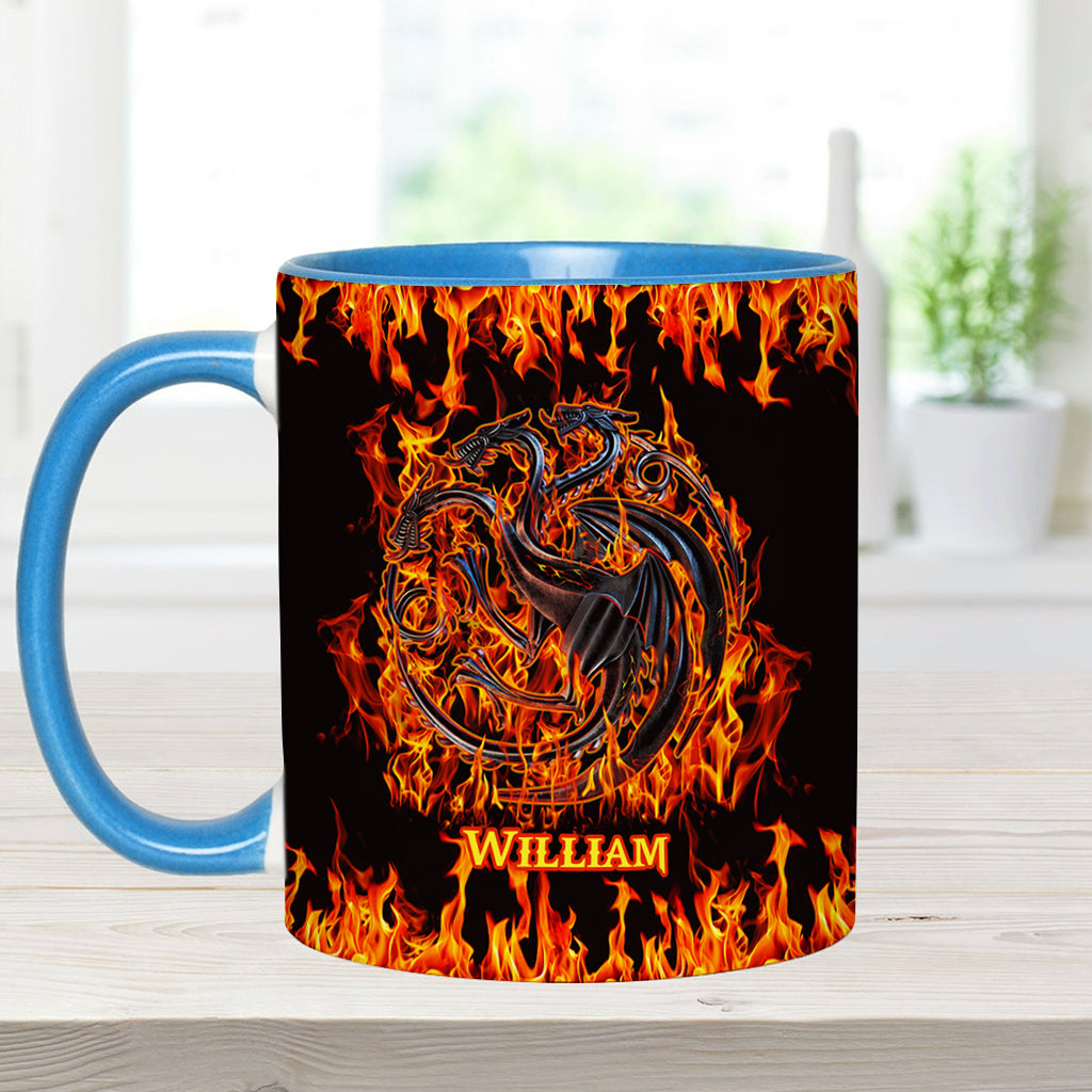Fire And Blood - Personalized Thrones Game Accent Mug