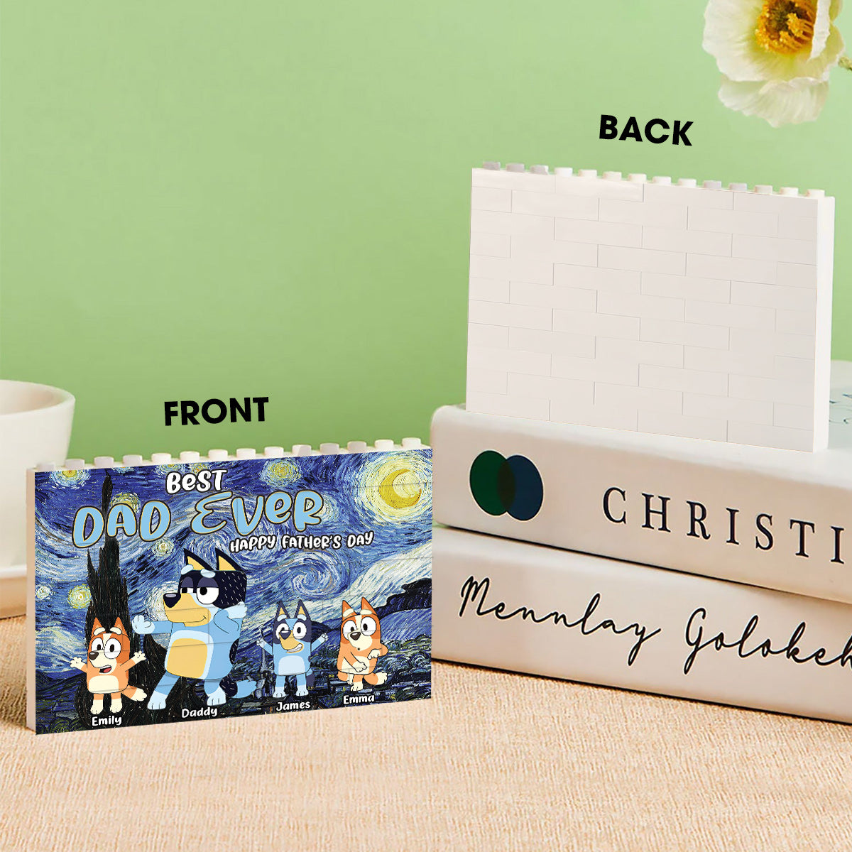 Best Dad Ever Happy Father's Day - Personalized Father One-sided Horizontal Rectangle Building Brick Blocks