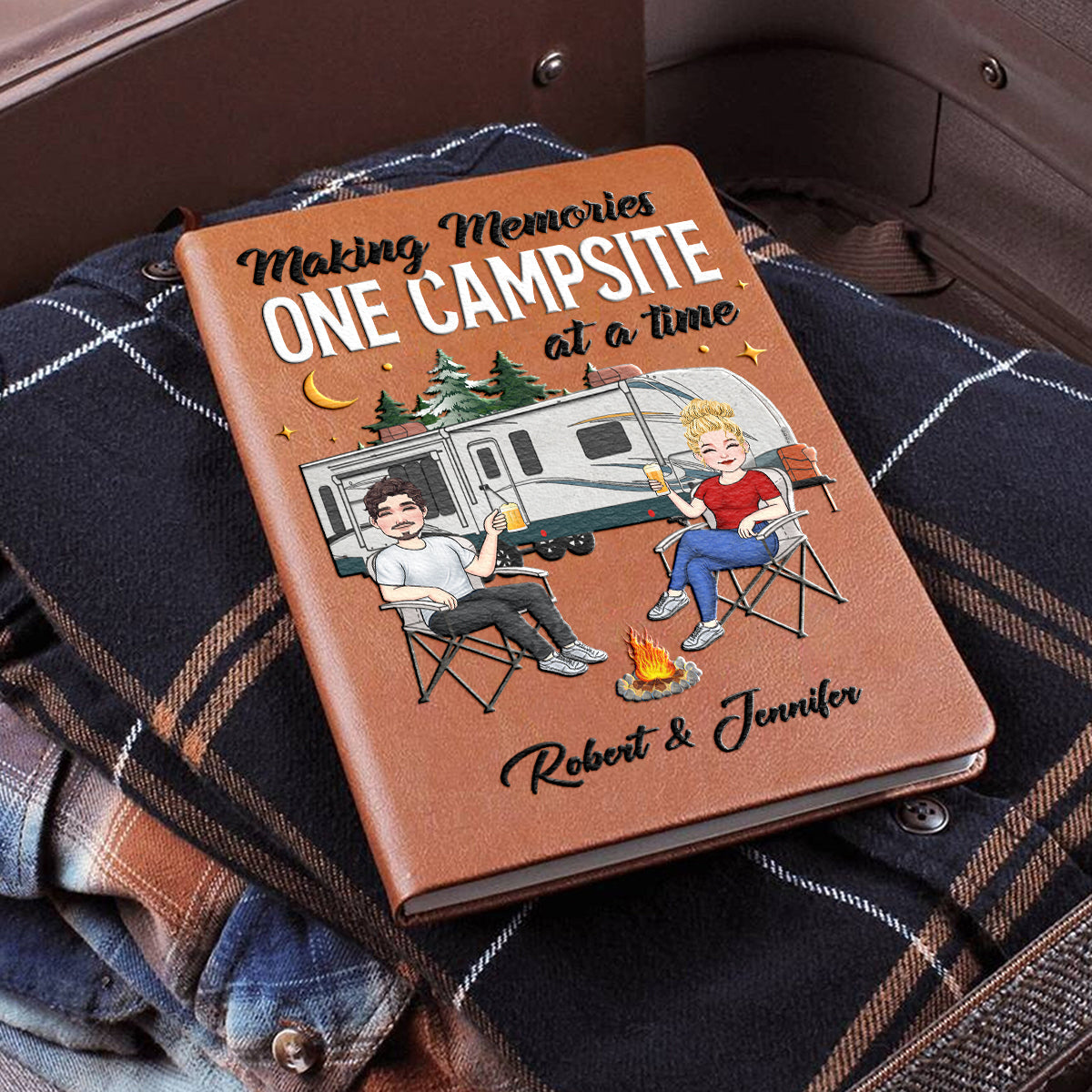Making Memories One Campsite At A Time - Personalized Camping Leather Journal