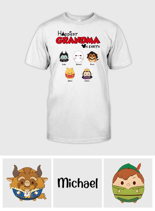 Happiest Grandma On Earth - Personalized Grandma T-shirt And Hoodie