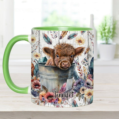 Baby Highland Cow Western Style - Personalized Accent Mug