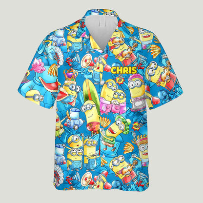 Having Fun Yellow Monster - Personalized Hawaiian Shirt