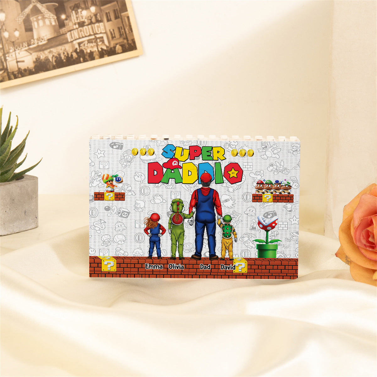 Best Dad Ever - Personalized Super Plumber One-sided Horizontal Rectangle Building Brick Blocks