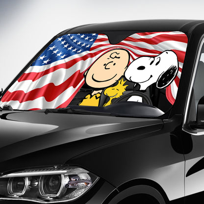 Best Friends U.S Flag - Car Sunshade