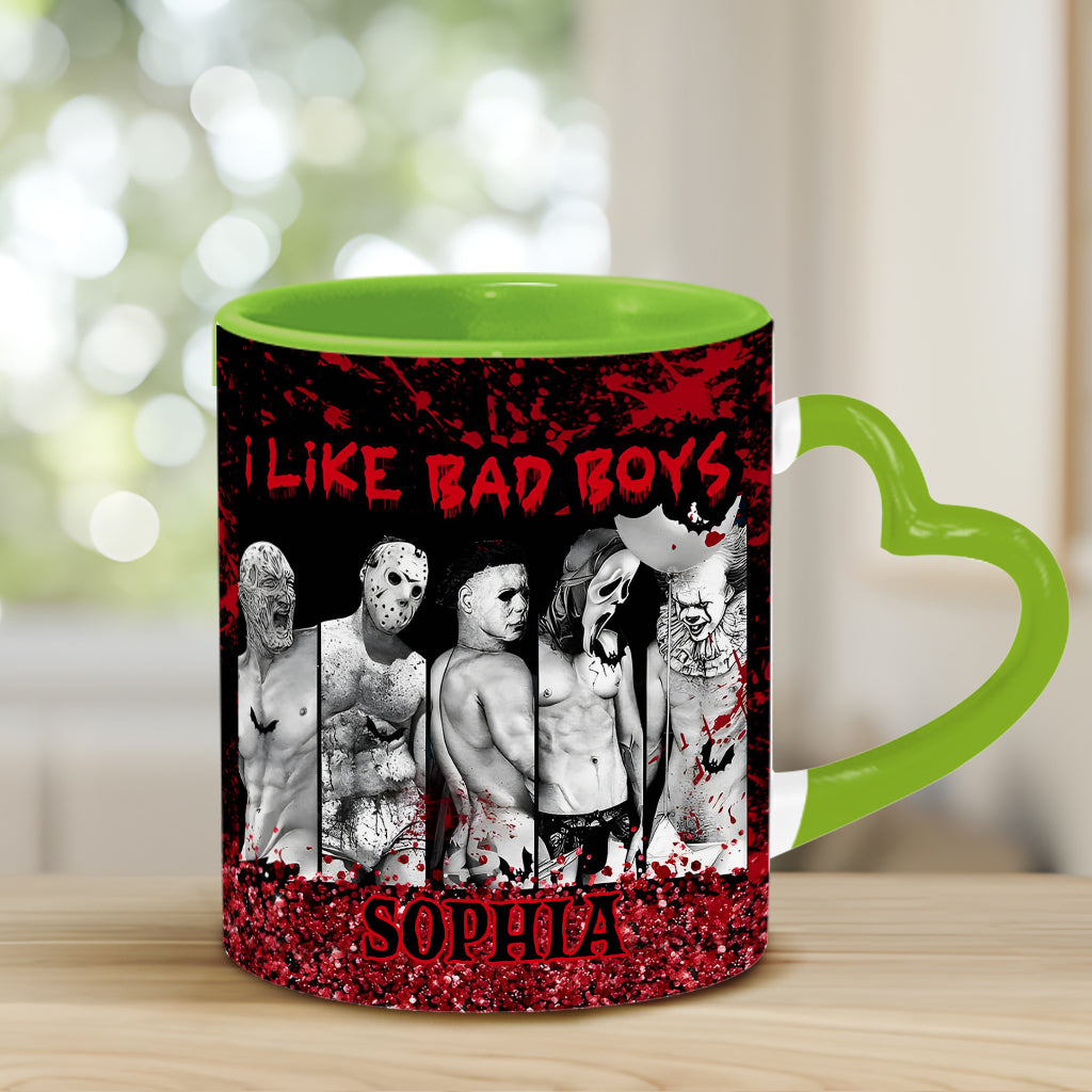 I Like Bad Boys - Personalized Heart Handle Mug