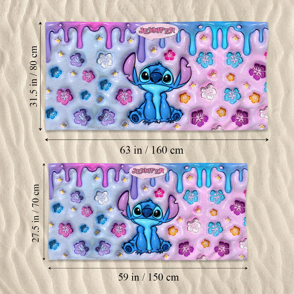 Purple Ohana - Personalized Ohana Beach Towel