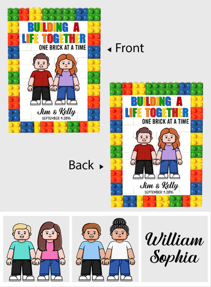 Building A Life Together - Personalized Couple Vertical Rectangle Building Brick Blocks Printed On Both Sides