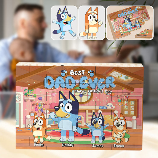 Best Dad Ever - Personalized Father One-sided Horizontal Rectangle Building Brick Blocks