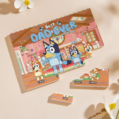Best Dad Ever - Personalized Father One-sided Horizontal Rectangle Building Brick Blocks