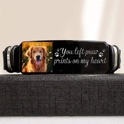You Left Paw Prints On My Heart - Personalized Dog Engraved Bracelet