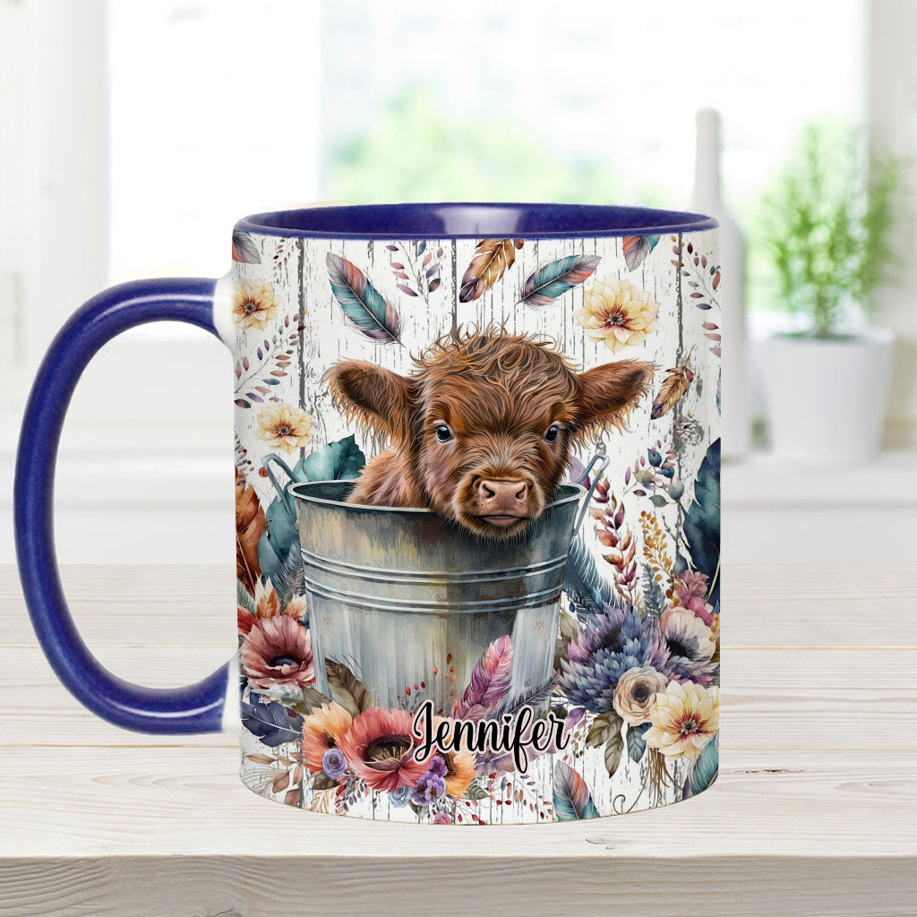Baby Highland Cow Western Style - Personalized Accent Mug