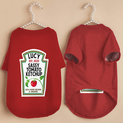 Sassy Ketchup Spicy Mustard Condiment Costume - Personalized Dog Pet Shirt