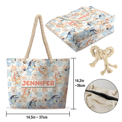 Floral Summer Pattern - Personalized Beach Bag