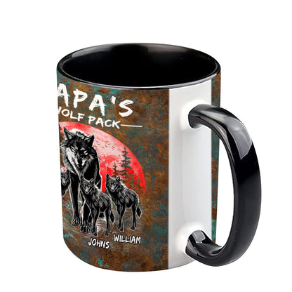 Grandpa's Wolf Pack - Personalized Father Accent Mug