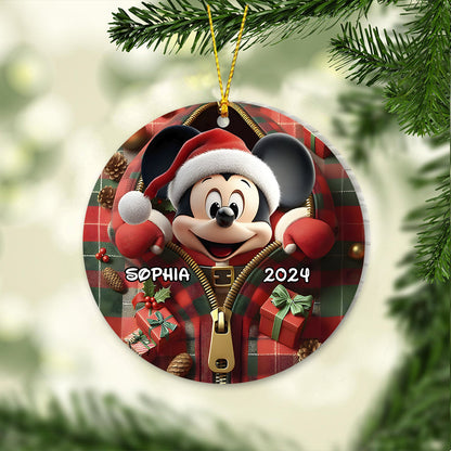 Peeking Santa Claus - Personalized Mouse Ornament