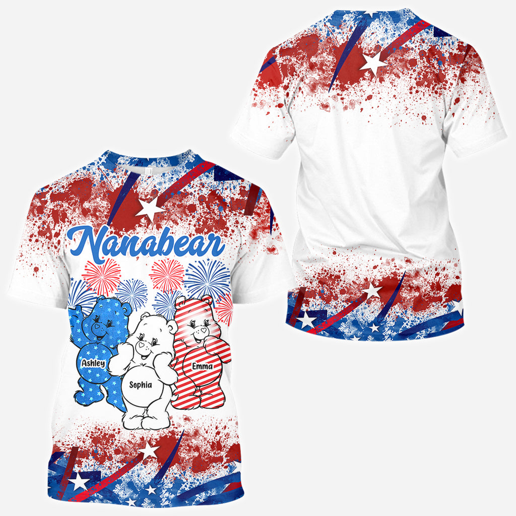Nana Bear America Flag - Personalized Grandma All Over Shirt