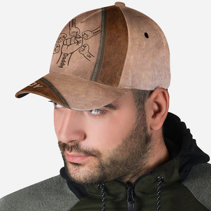 Father And Children Fist Bump - Personalized Father Classic Cap