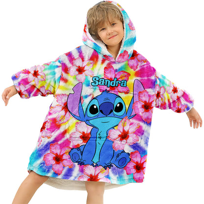 Stich Tie Dye - Personalized Ohana Blanket Hoodie