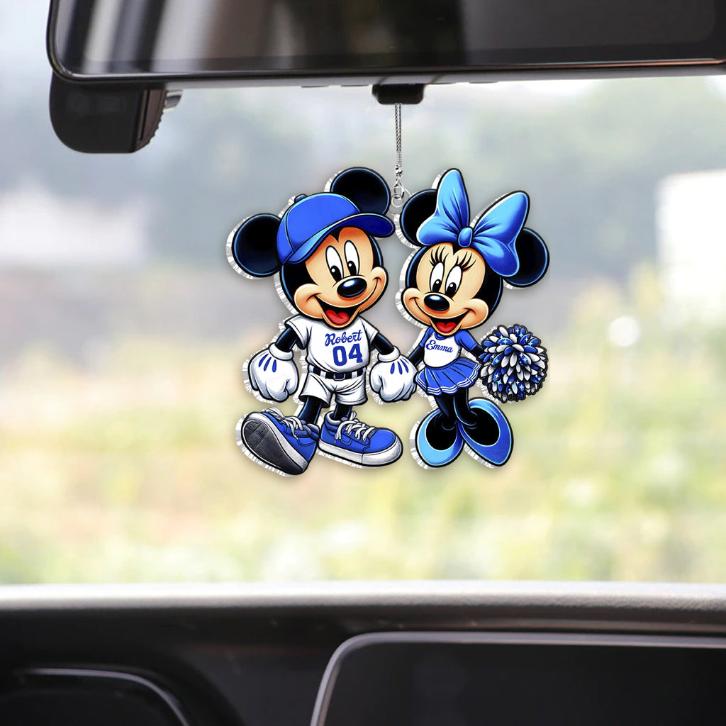 Mouse Couple Baseball - Personalized Baseball Custom Shaped Car Ornament